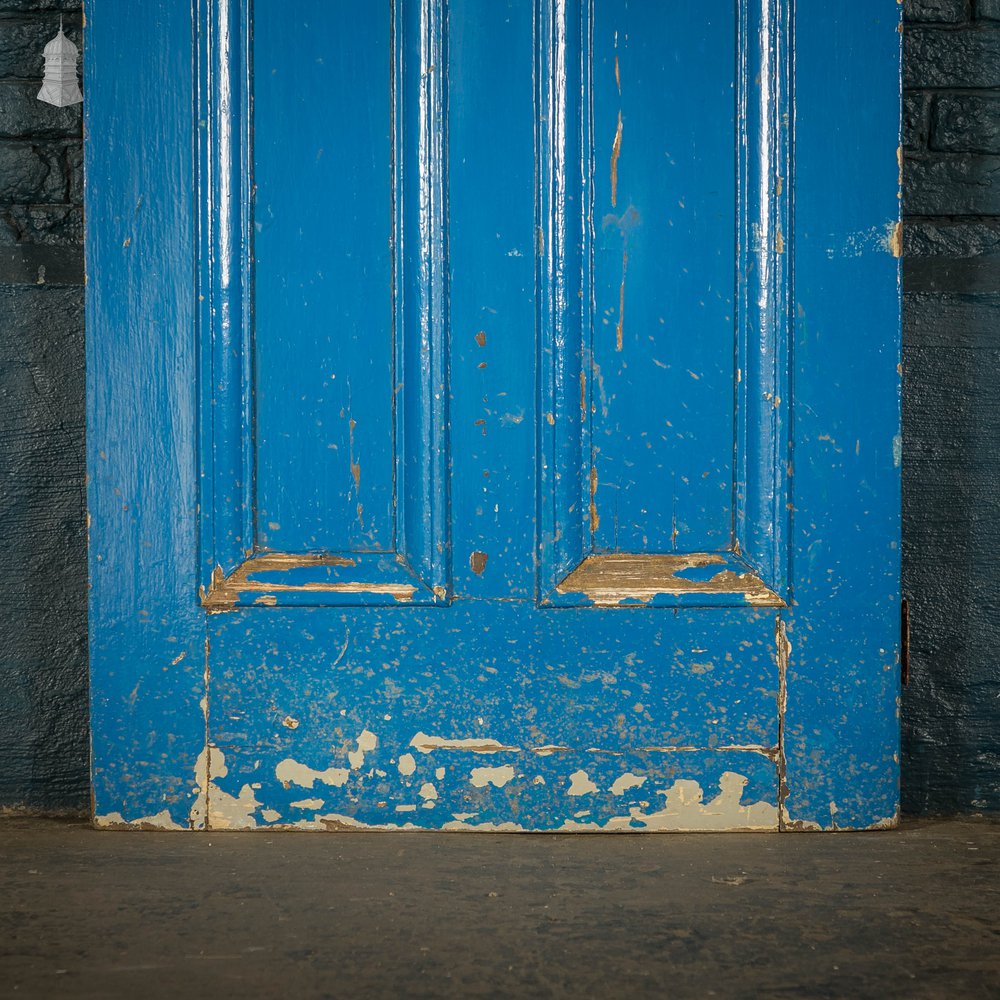 Half Glazed Door, Blue Painted Pine Fitted with ‘Arctic’ Style Textured Glass