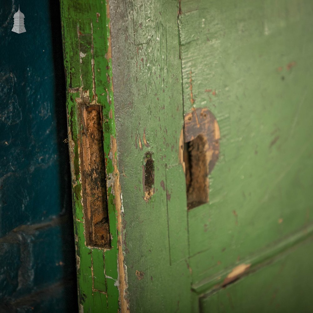 Pine Panelled Door, Green Painted, 4 Panel