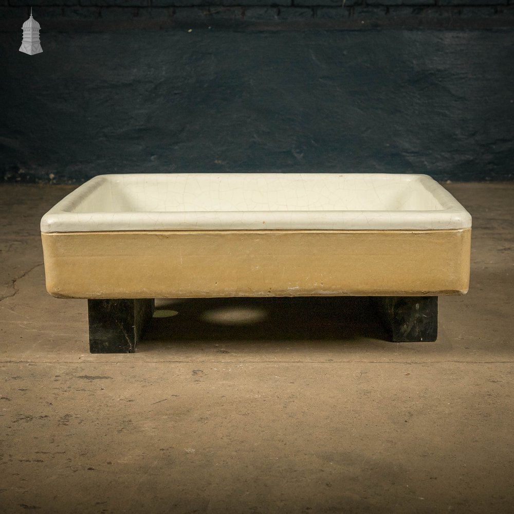 Shallow Trough Sink, 19th C Cane and White