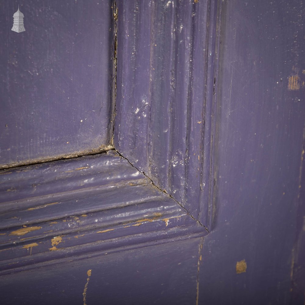Pine Panelled Door, Moulded 4 Panel Purple Painted Front Door