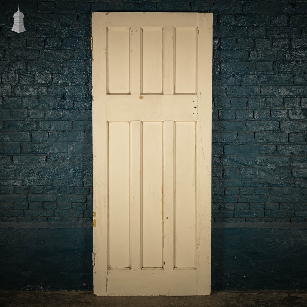 Pine Panelled Door, Moulded 6 Panel, White Painted