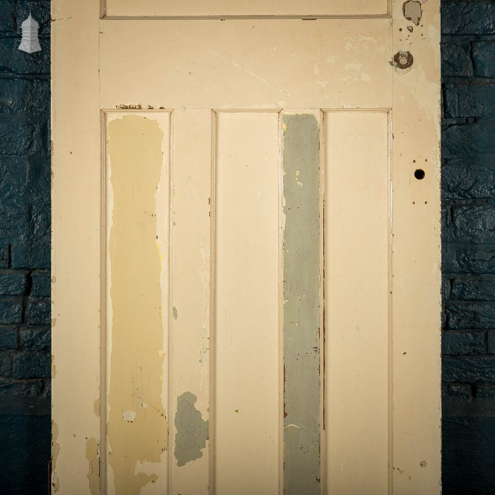 Pine Panelled Door, Moulded 4 Panel, Blue Distressed Paint Finish
