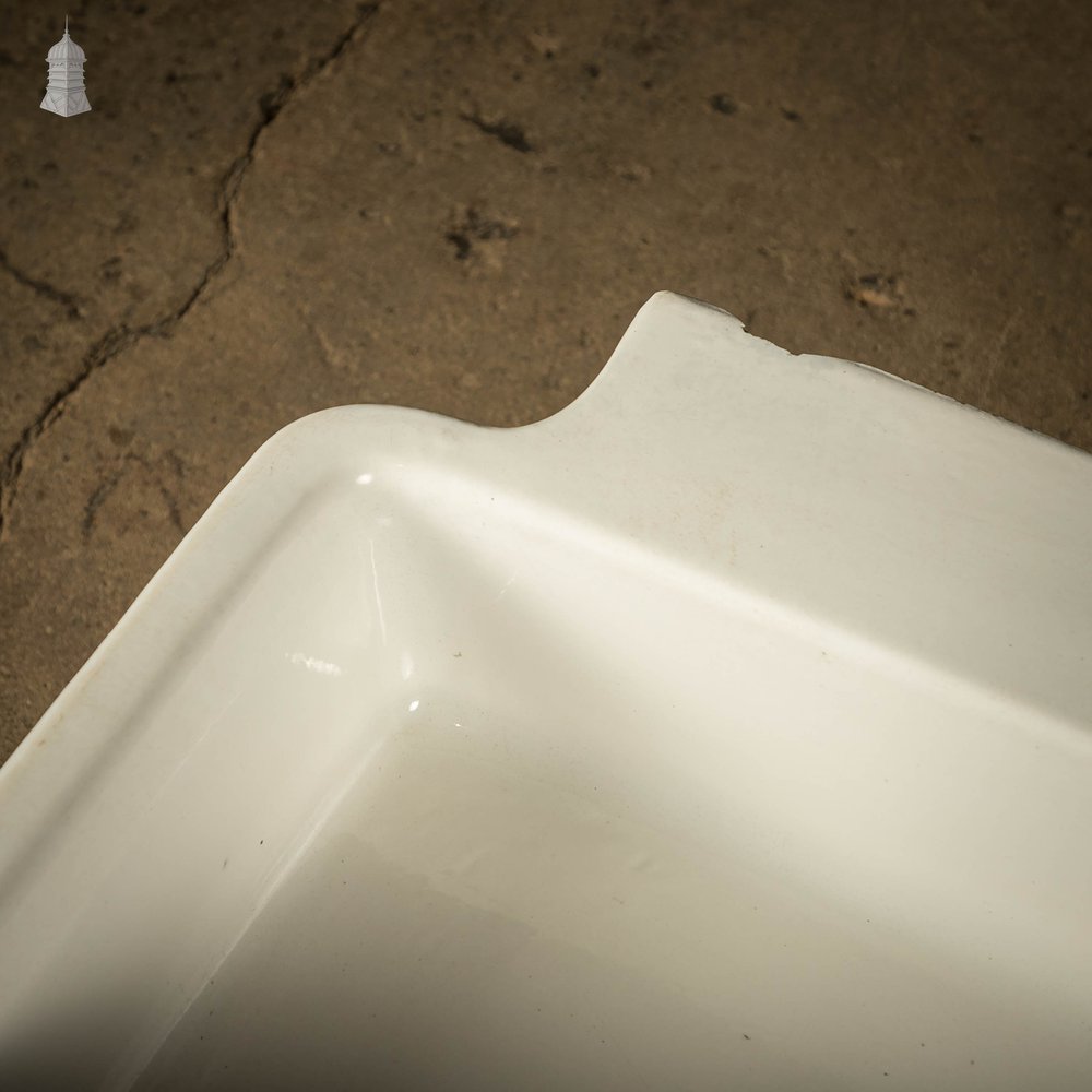 Long Trough Sink, Vintage Adamsez White Glazed Ceramic