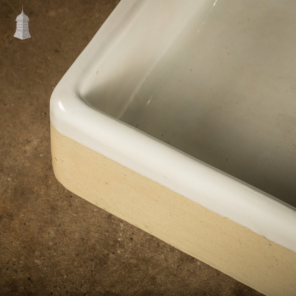 Shallow Trough Sink, Reclaimed  – White & Cane Glazed Stoneware