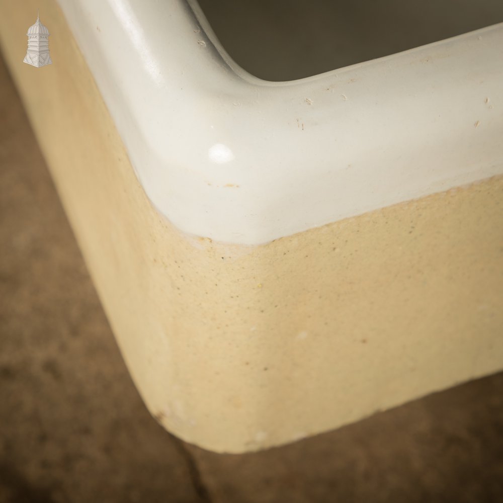 Shallow Trough Sink, Reclaimed  – White & Cane Glazed Stoneware