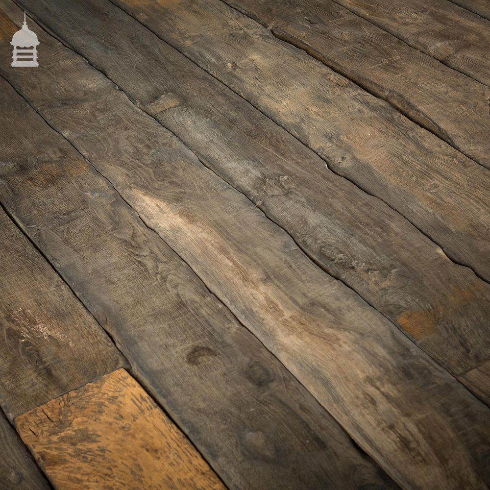 25 Square Metre Batch of Mixed Length & Width Norfolk Broads Black Bog Oak Floor Board Wall Cladding